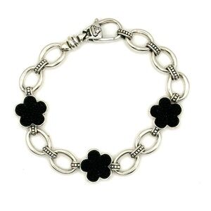 Lagos Black Onyx , Silver & Flower Love Me Bracelet